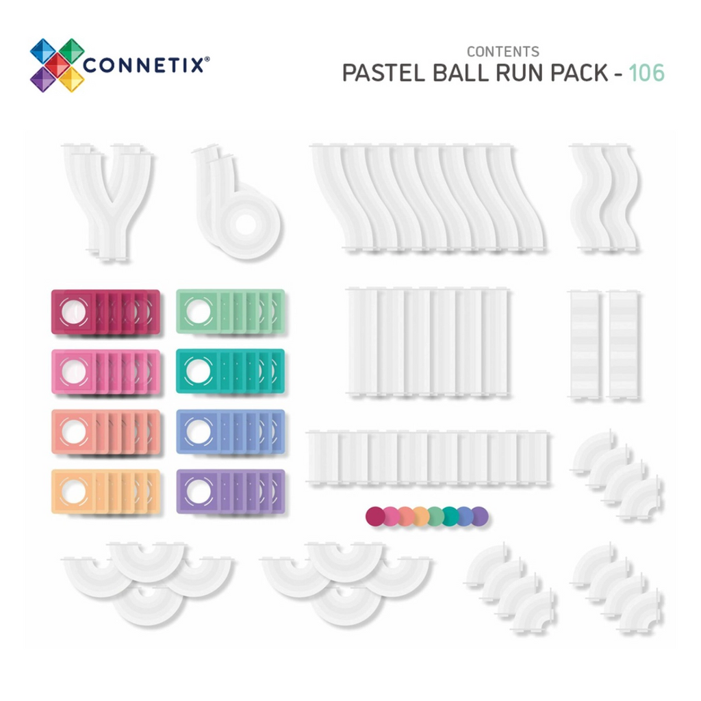 Connetix Magnetbausteine Kugelbahn Pastel Ball Run Pack 106 Teile