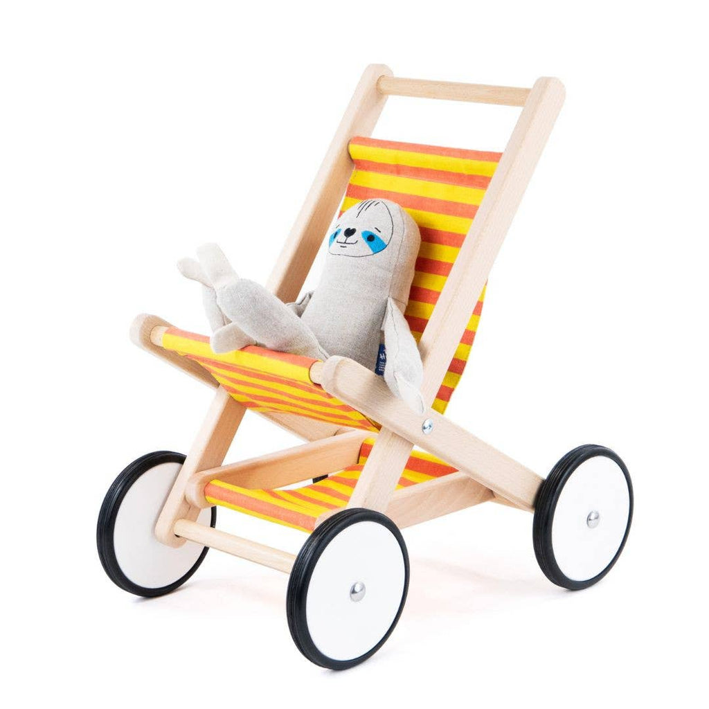 Bajo Puppenwagen gelb-orange, Buggy aus Holz