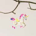 Einhorn-Aufhänger in Rosa-Gelb mit orangenen Sternchen