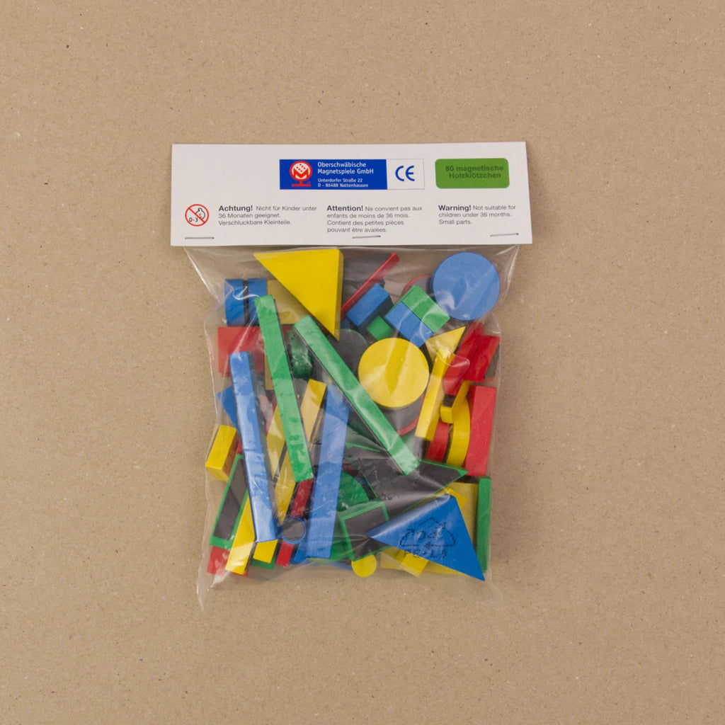 Magnetische Holzklötzchen, 80 geometrische Teile – Foto 3