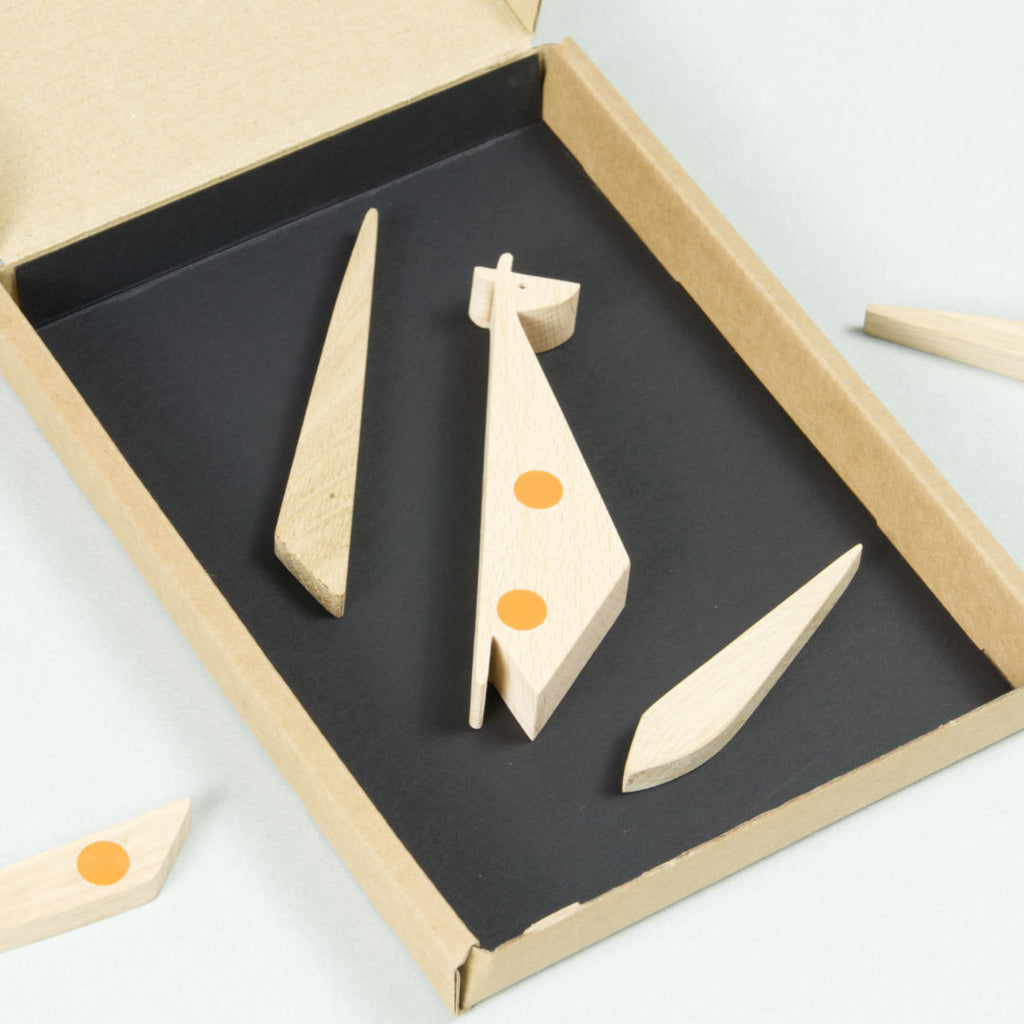 Einzelteile Magnetpuzzle in Verpackung und davor.