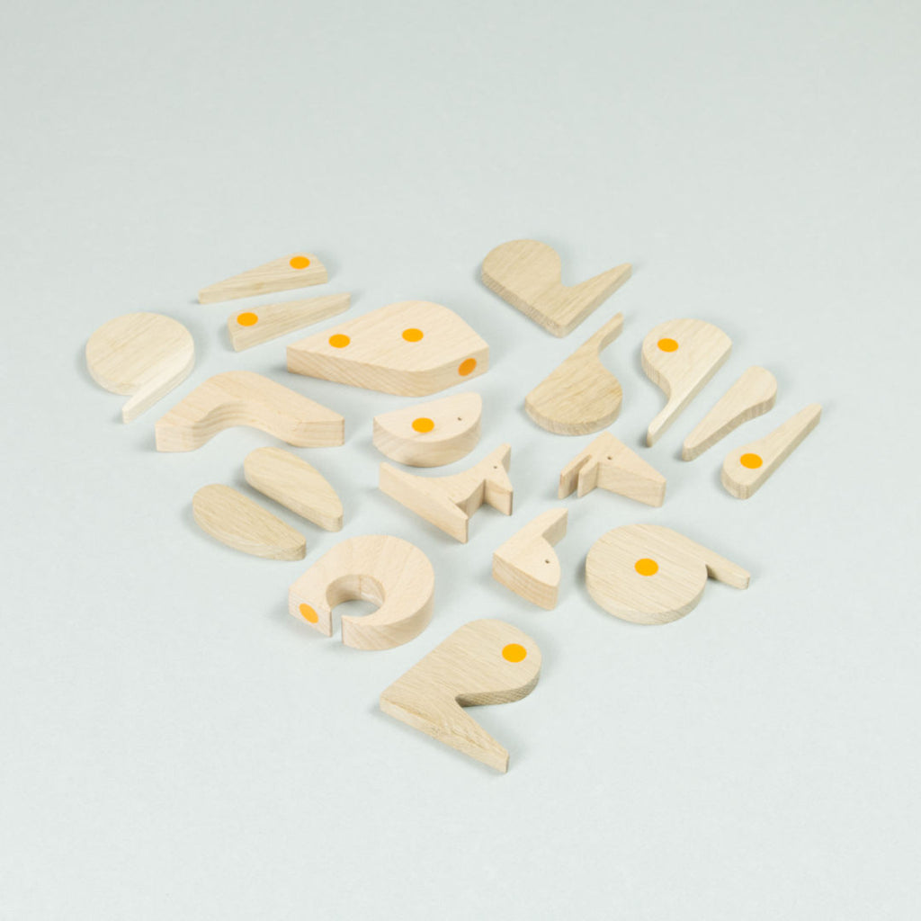 Alle Einzelteile des Magnetpuzzles Hopperskit.