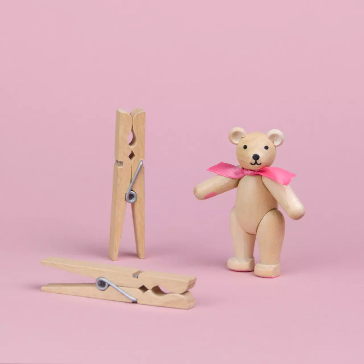 Erzgebirge Miniatur Teddybär beweglich, natur – Foto 3