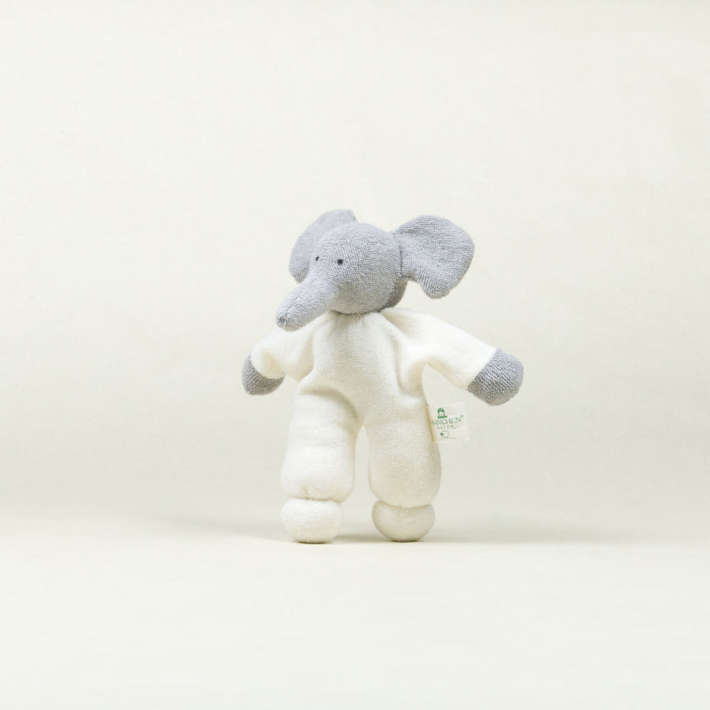 Frotteetier Rassel Elefant aus bio Frottee.