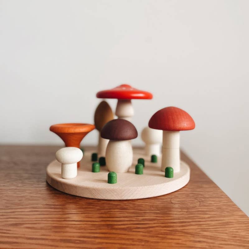 Bajo Pilzsortierer aus Holz, herbstliches Steckspiel
