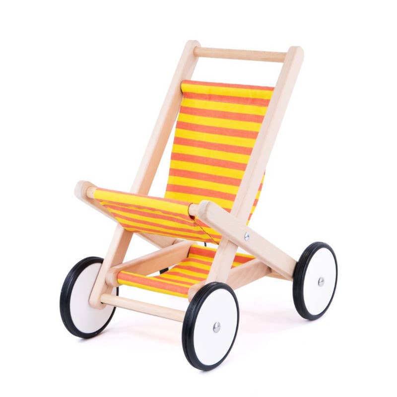 Bajo Puppenwagen gelb-orange, Buggy aus Holz