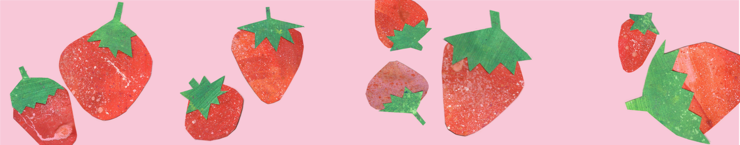 Sommerliches Banner mit collagierten Erdbeeren.