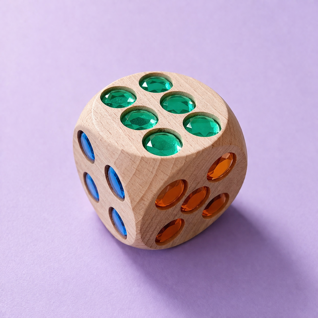 SINA Augenwürfel maxi, großer Holzwürfel mit Glitzeraugen