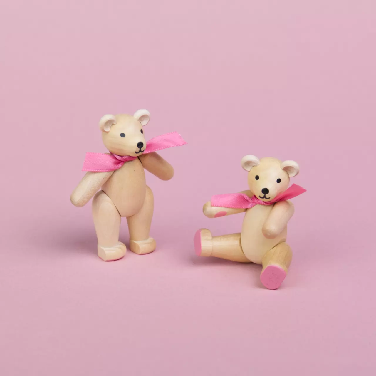 Erzgebirge Miniatur Teddybär beweglich, natur – Bild 2